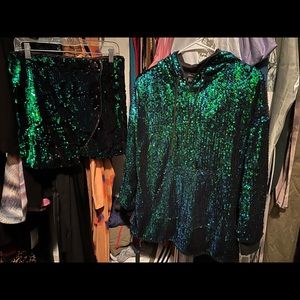 Green Two piece sequin set